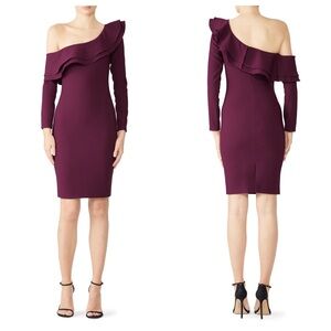 Likely Georgina Sheath Dress 8 Plum Purple Ruffle